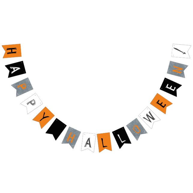Happy Halloween in Halloween colors Bunting Flags (All)