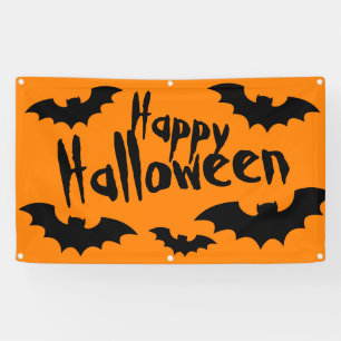 Happy Halloween indoor or outdoor banner with bats
