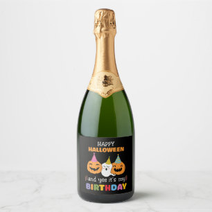 Happy Halloween Its My Birthday Halloween Sparkling Wine Label