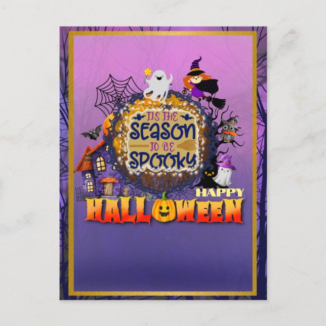 Happy Halloween It's Spooky Season Celebration Holiday Postcard (Front)