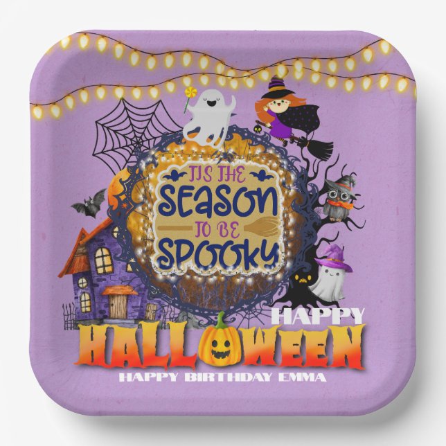 Happy Halloween It's Spooky Season Celebration Paper Plates (Front)