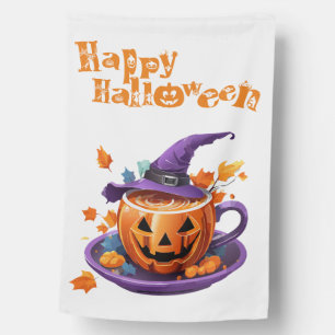 Happy Halloween Jack-O-Lantern Brew Cup House Flag