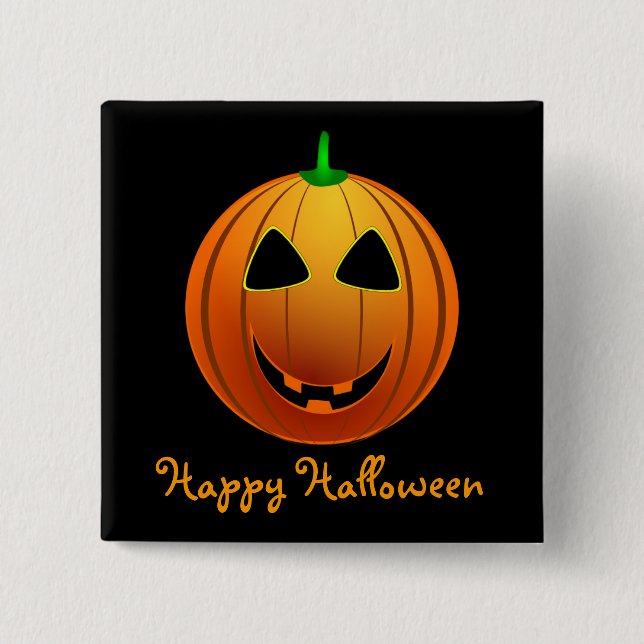 Happy Halloween Jack 'o Lantern Button (Front)
