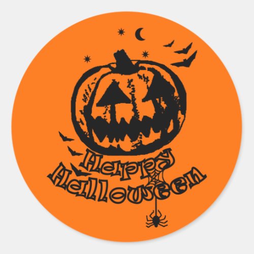 Happy Halloween Jack O Lantern  Classic Round Sticker