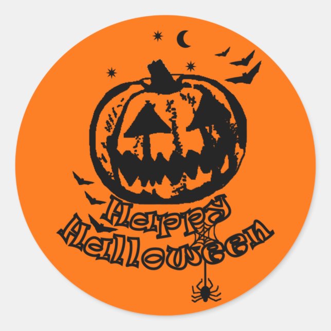 Happy Halloween Jack O Lantern  Classic Round Sticker (Front)