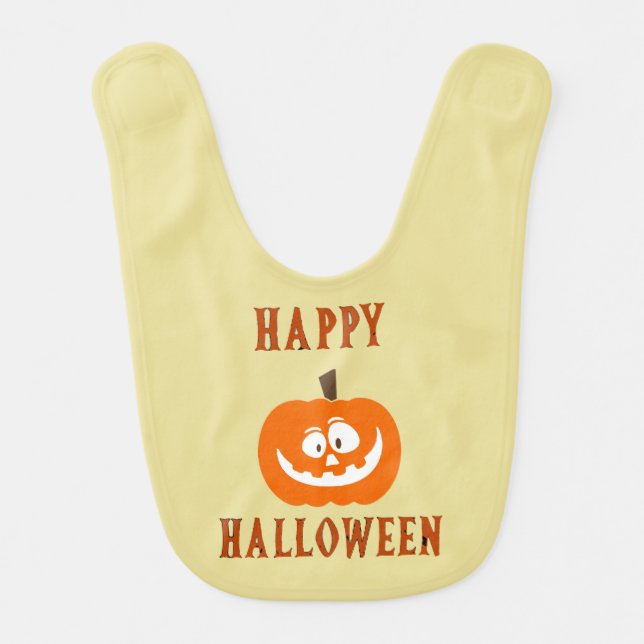 Happy Halloween Jack-o-lantern Design Baby Bib (Front)