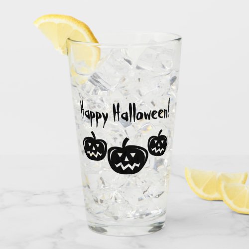 Happy Halloween jack o lantern drink glass