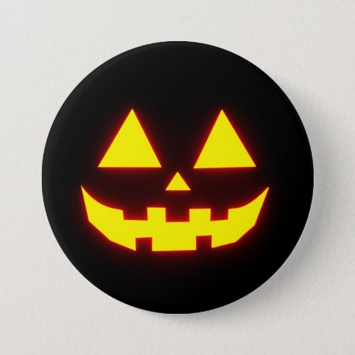 Happy Halloween Jack_o_Lantern Face 3_Neon Orange Button