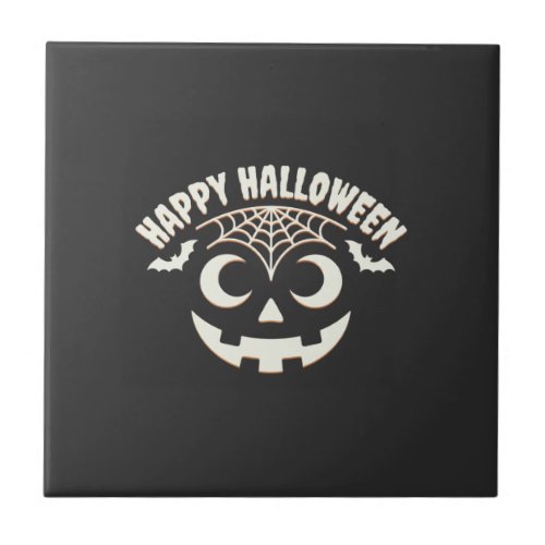 Happy Halloween Jack-O-Lantern Face Design_1 Ceramic Tile