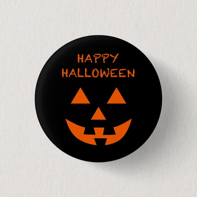 Happy Halloween Jack O’ Lantern Face Fun Halloween Button (Front)