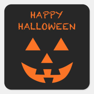 Happy Halloween Jack O’ Lantern Face Fun Halloween Square Sticker