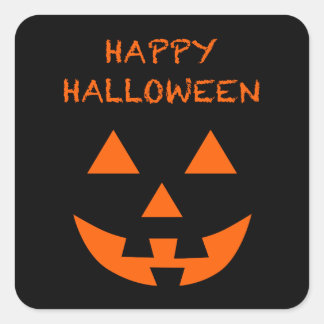 Happy Halloween Jack O’ Lantern Face Fun Halloween Square Sticker