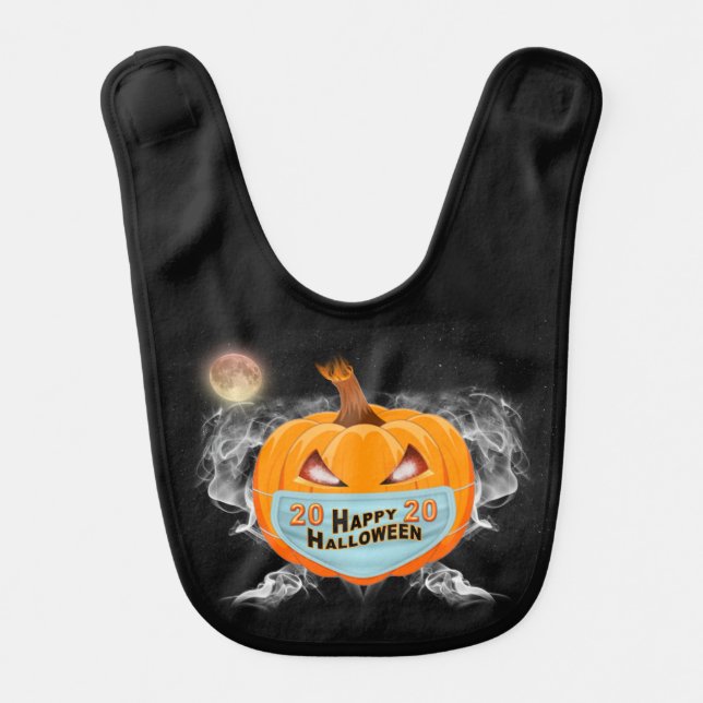 Happy Halloween Jack O’Lantern Face Mask 2020 Baby Bib (Front)