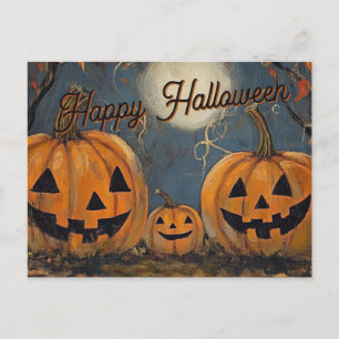 Happy Halloween Jack O' Lantern Glow Postcard