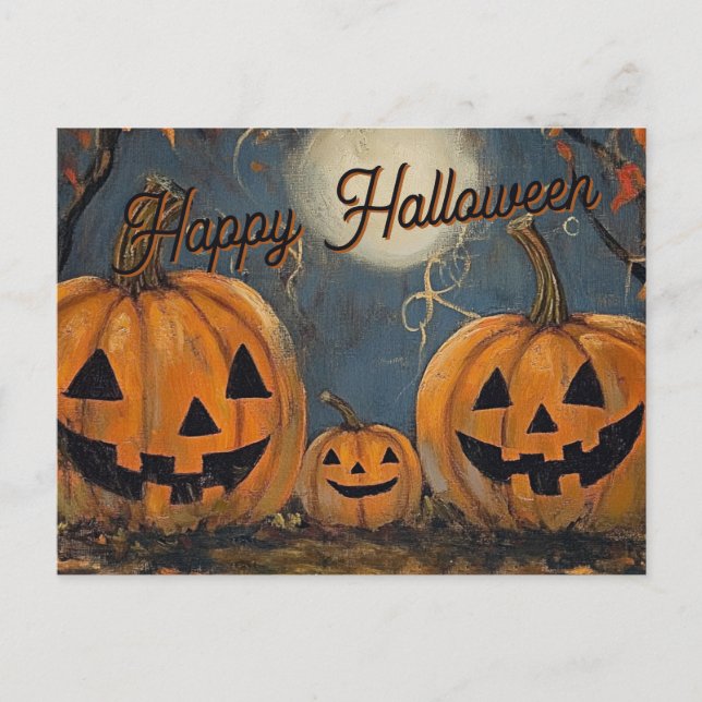 Happy Halloween Jack O' Lantern Glow Postcard (Front)