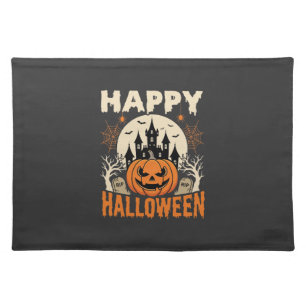 Happy Halloween Jack O Lantern Haunted Castle Cloth Placemat