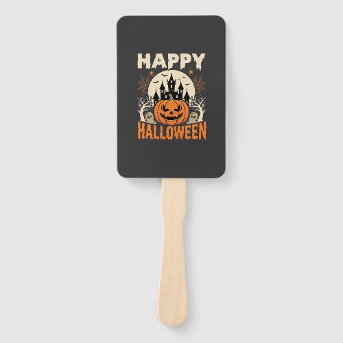 Happy Halloween Jack O Lantern Haunted Castle Hand Fan