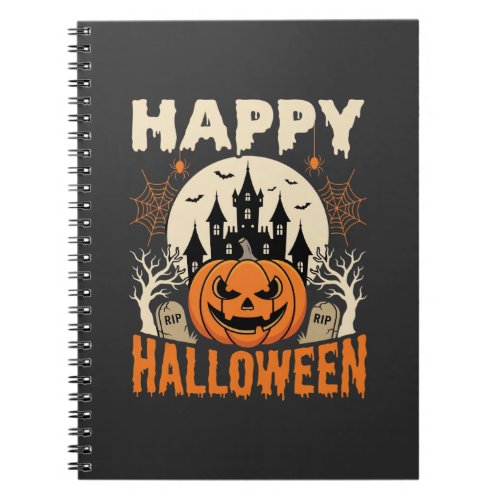 Happy Halloween Jack O Lantern Haunted Castle Notebook