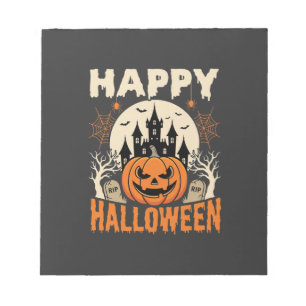 Happy Halloween Jack O Lantern Haunted Castle Notepad