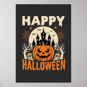 Happy Halloween Jack O Lantern Haunted Castle Poster