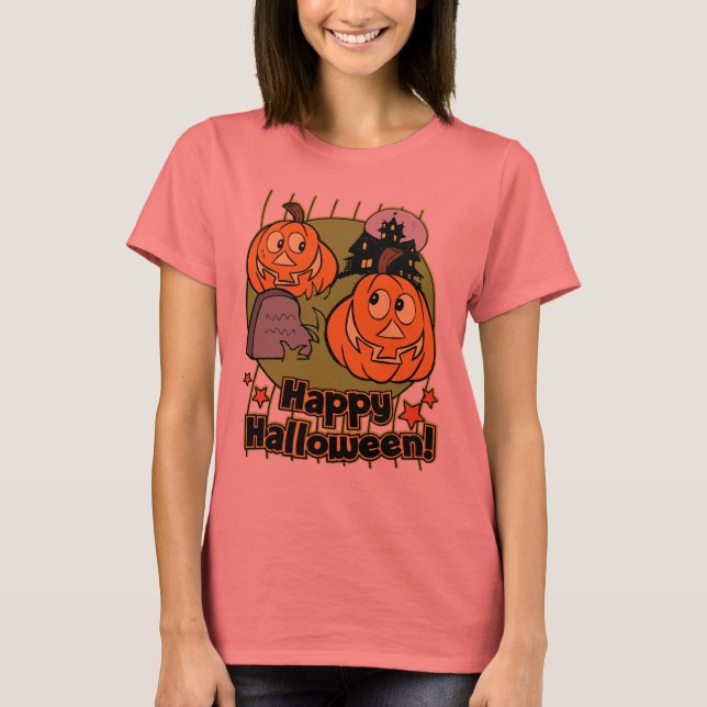 Happy Halloween Jack-o-Lantern Haunted House T-Shirt (Front)