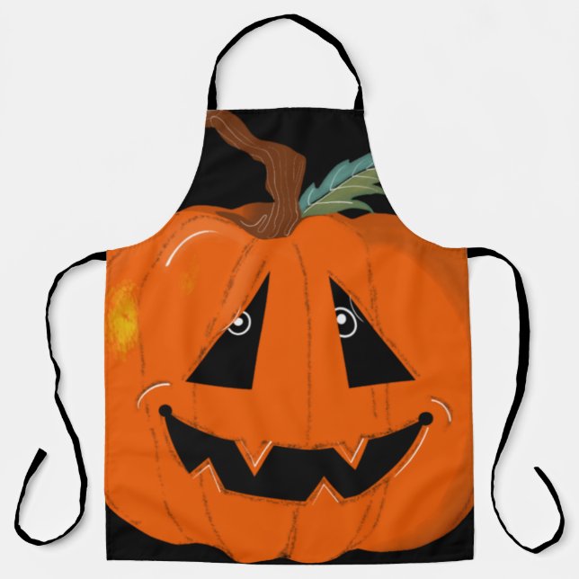 Happy Halloween Jack O Lantern Illustrative Art Apron (Front)