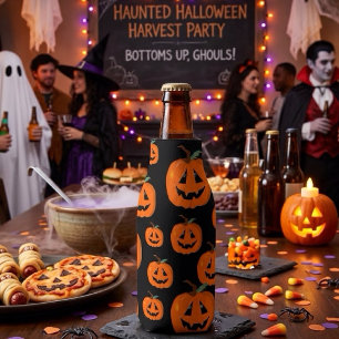 Happy Halloween Jack O Lantern Illustrative Art Bottle Cooler