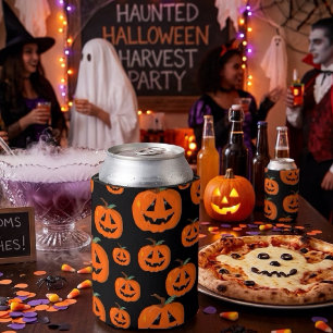 Happy Halloween Jack O Lantern Illustrative Art Can Cooler