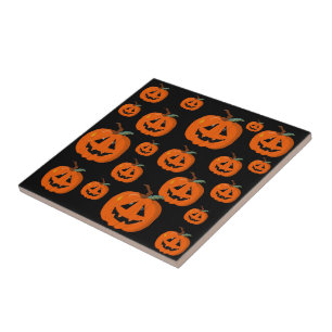 Happy Halloween Jack O Lantern Illustrative Art Ceramic Tile