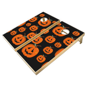 Happy Halloween Jack O Lantern Illustrative Art Cornhole Set