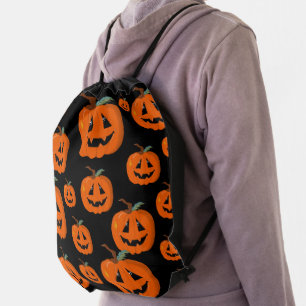 Happy Halloween Jack O Lantern Illustrative Art Drawstring Bag