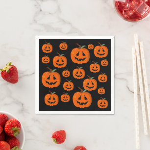 Happy Halloween Jack O Lantern Illustrative Art Napkins