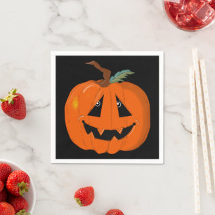 Happy Halloween Jack O Lantern Illustrative Art Napkins