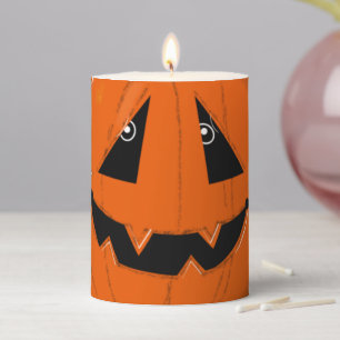 Happy Halloween Jack O Lantern Illustrative Art Pillar Candle