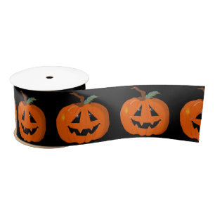 Happy Halloween Jack O Lantern Illustrative Art Satin Ribbon