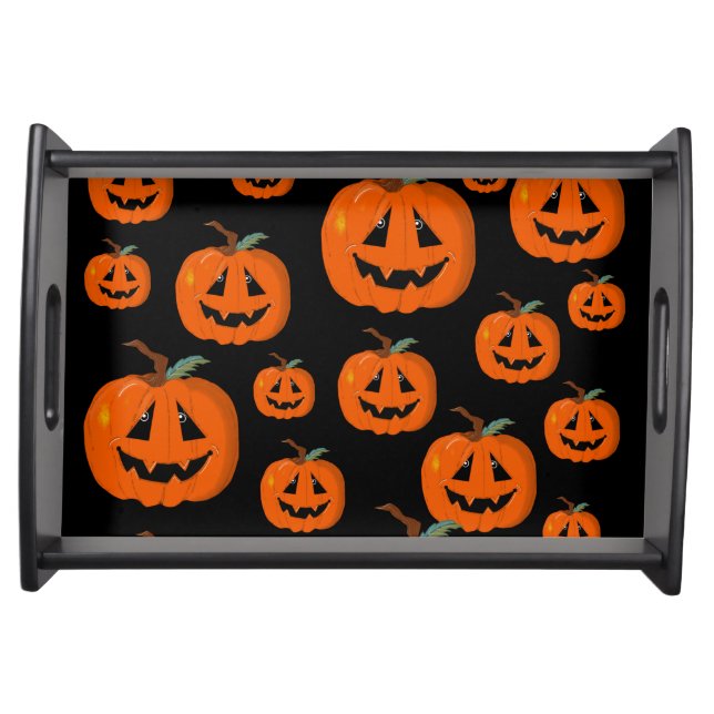 Happy Halloween Jack O Lantern Illustrative Art Serving Tray (Front)