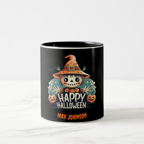 Happy Halloween _ Jack O Lantern Jubi Orange Black Two_Tone Coffee Mug