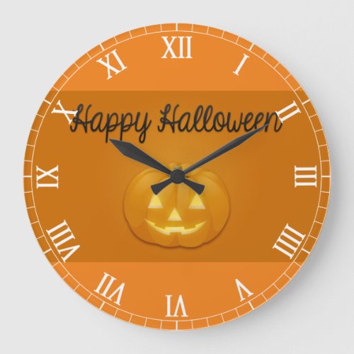 Happy Halloween Jack O Lantern Large Clock