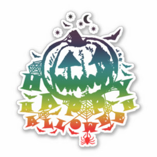 Happy Halloween Jack O Lantern Multi Color Sticker