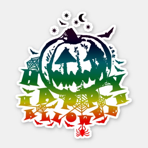 Happy Halloween Jack O Lantern Multi Color Sticker