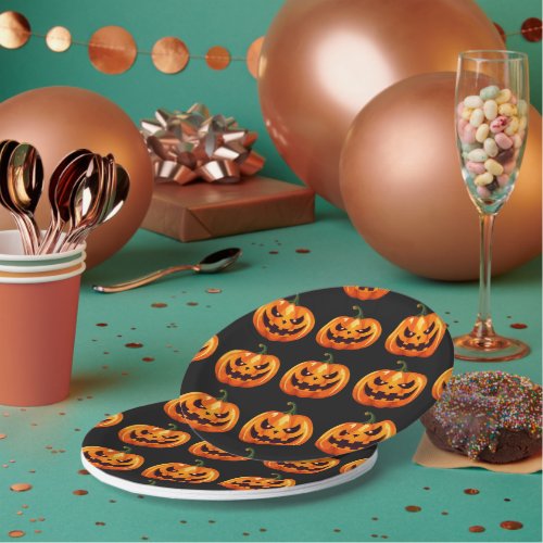 Happy Halloween Jack O Lantern Paper Plates