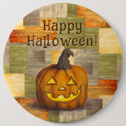 Happy Halloween Jack O' Lantern Pumpkin Button