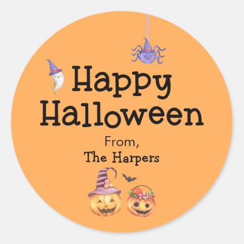 Happy Halloween Jack_o_lantern Pumpkin Classic Round Sticker