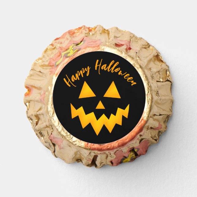 Happy Halloween Jack o Lantern Pumpkin Face Black Reese's Peanut Butter Cups (Front)