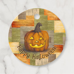 Happy Halloween Jack O' Lantern Pumpkin Favor Tags