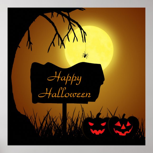 Happy Halloween Jack O Lantern Pumpkins Poster (Front)