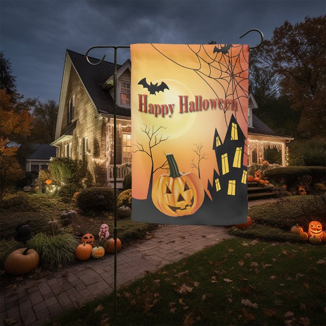 Happy Halloween Jack O' Lantern Scene Garden Flag (Creator Uploaded)
