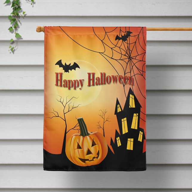 Happy Halloween Jack O' Lantern Scene House Flag (Creator Uploaded)