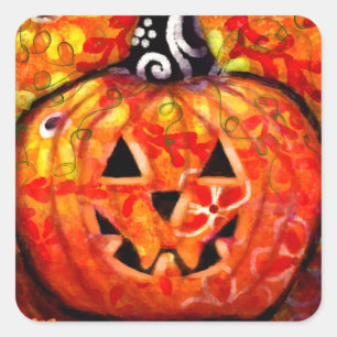 Happy Halloween Jack O Lantern Square Sticker