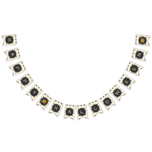 Happy Halloween. Jack O Lantern White Polka Dots Bunting Flags